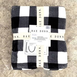 Queen Sized Buffalo Check Plush Blanket LOVE Patch